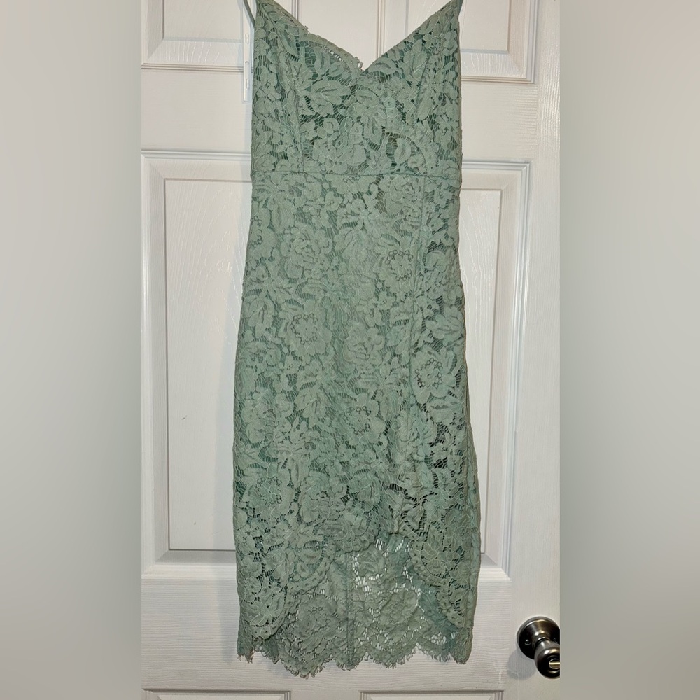 Mint Green Lace Dress by LULUS